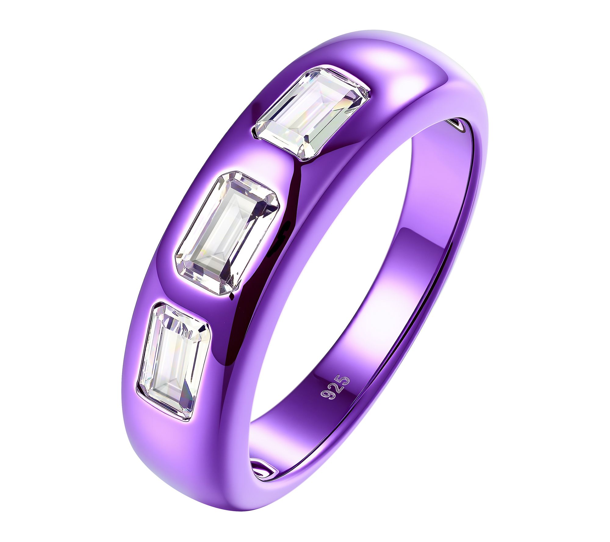 Diamonique x Jennifer Miller Purple E-Coat BandRing, Sterling