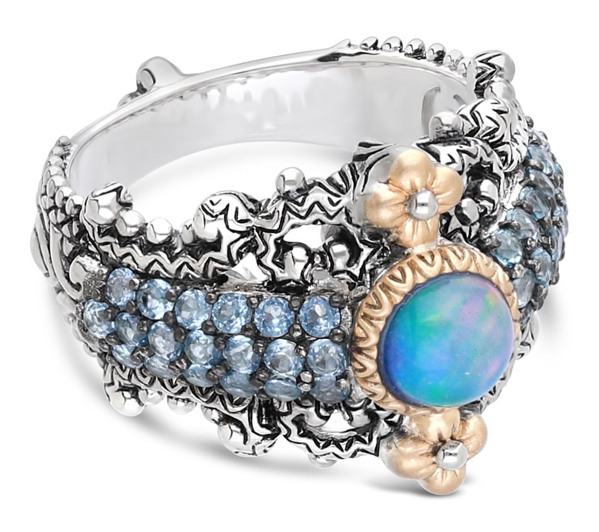 Barbara Bixby Sterling & 18K Gold Opal & TopazRing