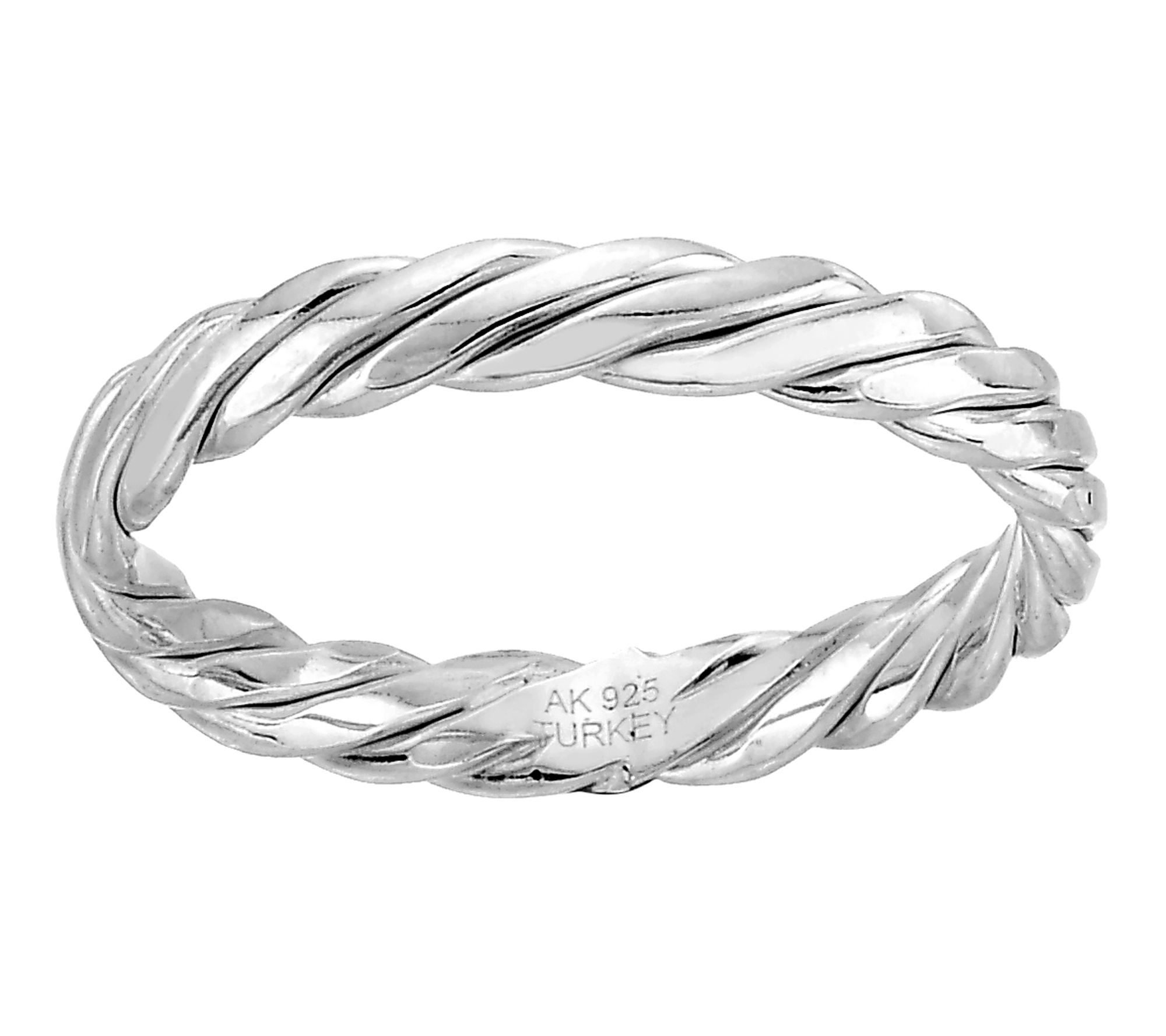 Silver Style Solid Twisted Rope Ring, Sterling