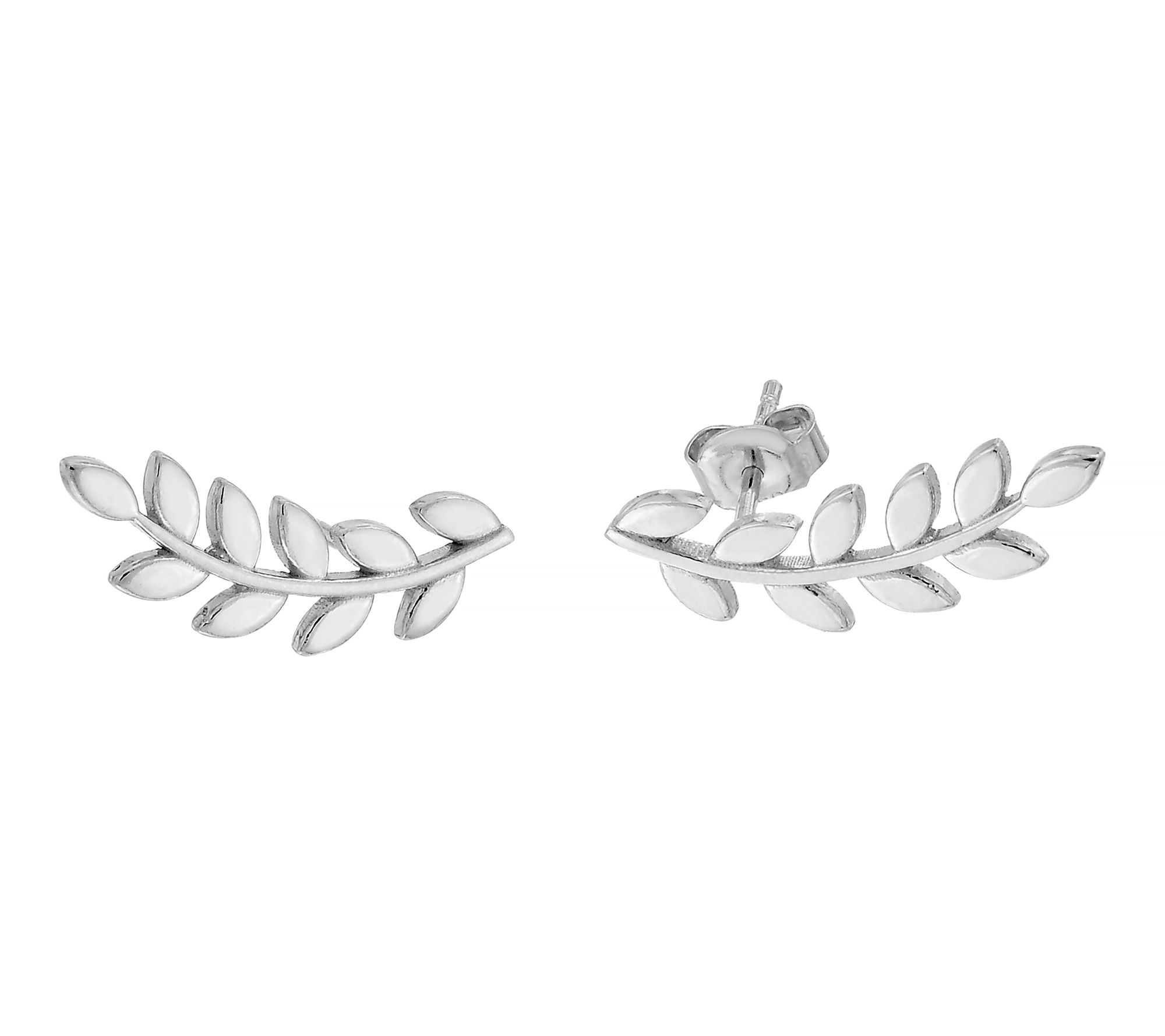 Silver Style Leaf and Vine Design Ear Climber Earrings