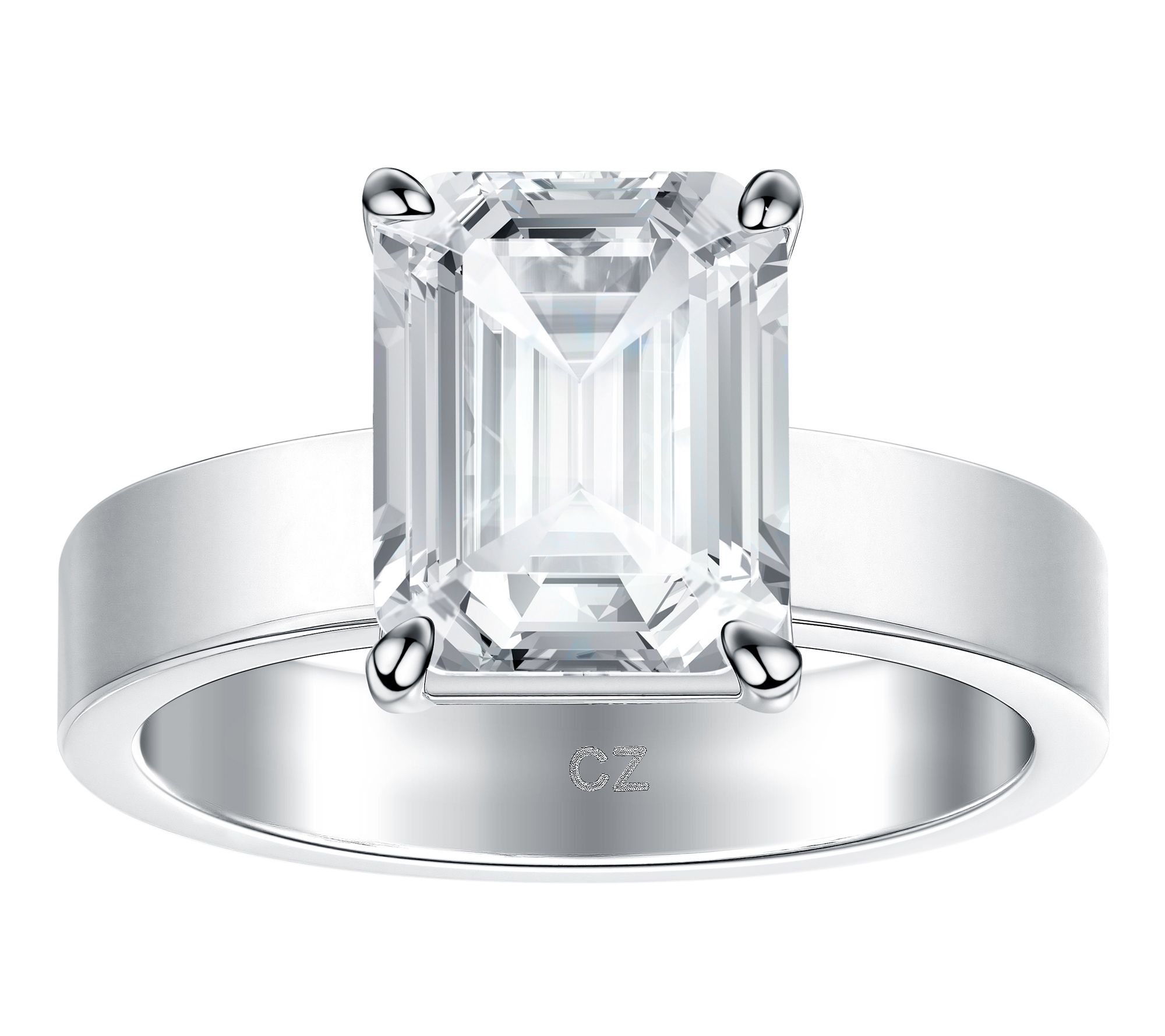 Steel by Diamonique Emerald Cut Solitaire Ring
