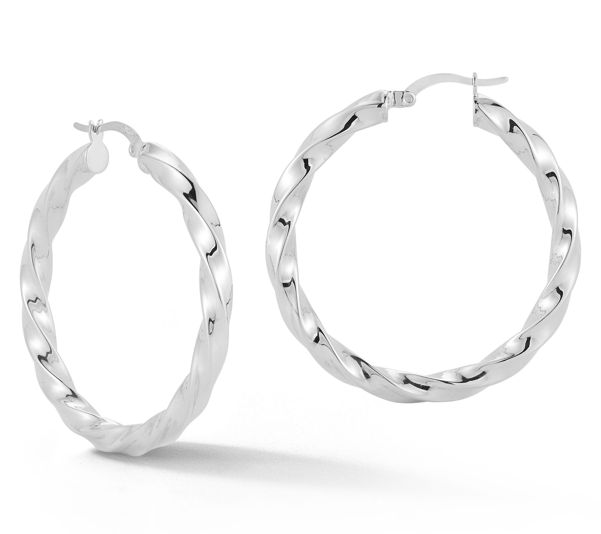 Sterlina Silver 1-1/2" Round Twist Hoop Earrings, Sterling