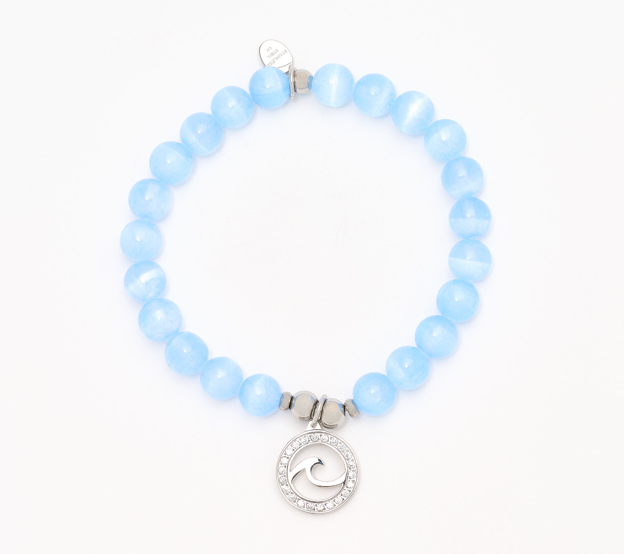 TJ by T Jazelle Wave or Heart Gemstone Bracelet Stainless Steel