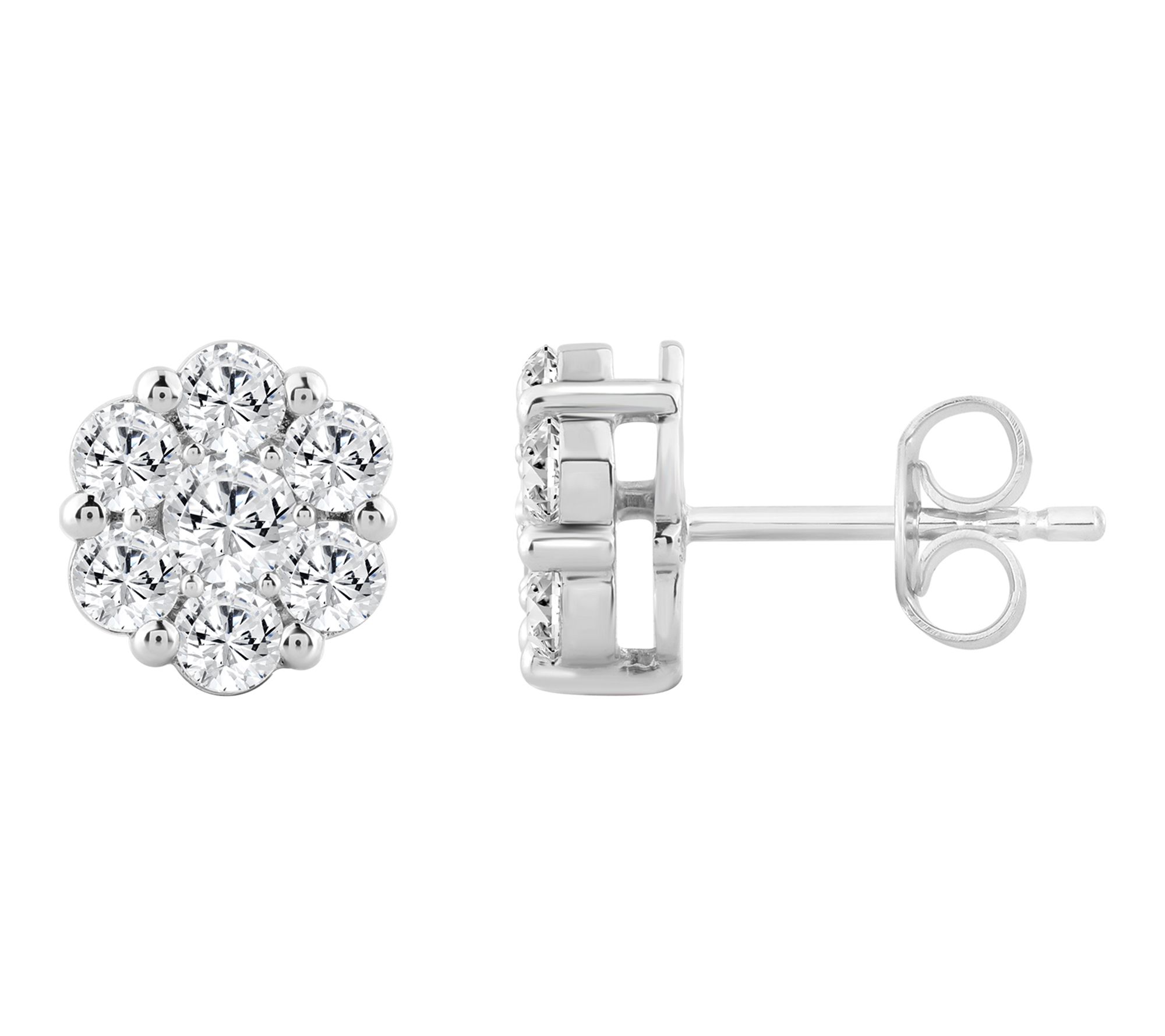 Fire Light Lab Grown Diamond Floral Stud Earrings, Sterling