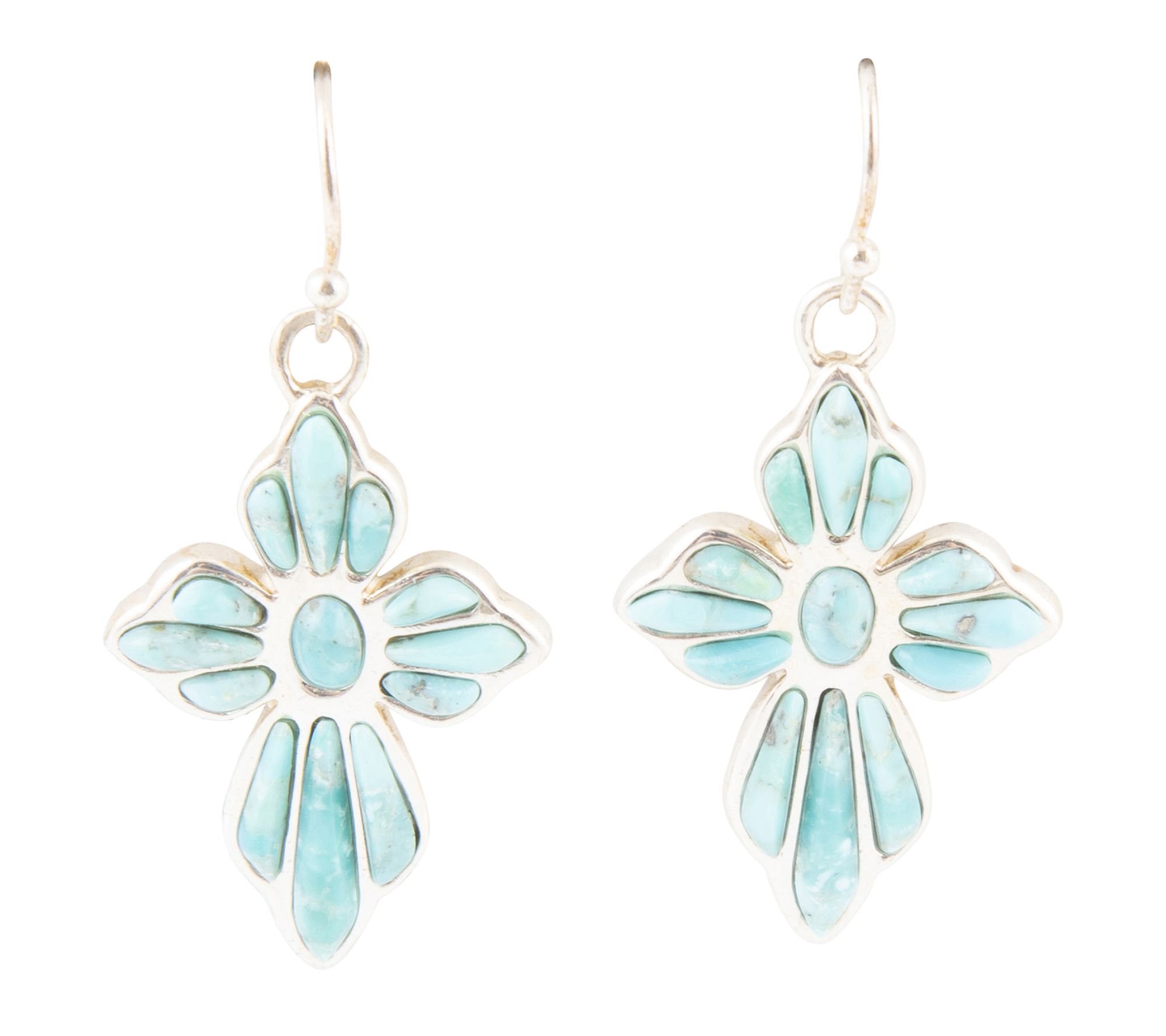Barse Artisan Crafted Turquoise Textured CrossDrop Earrings