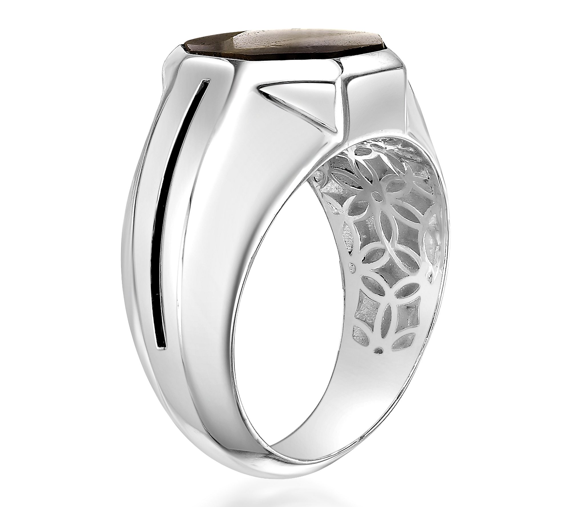 LYNX Men's Sterling Silver Tiger Eye Hexagon Ring - QVC.com