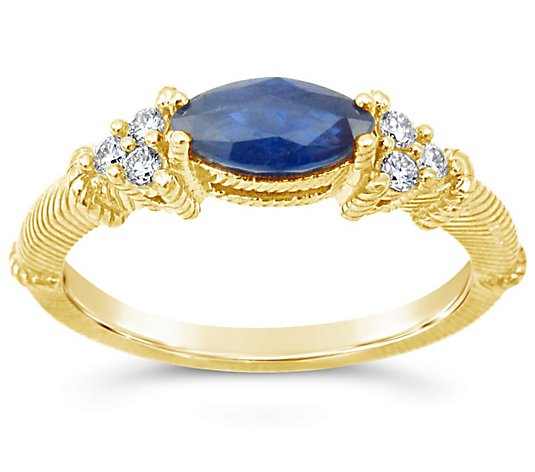 JUDITH Classic 14K Gold Sapphire & Diamond Ring