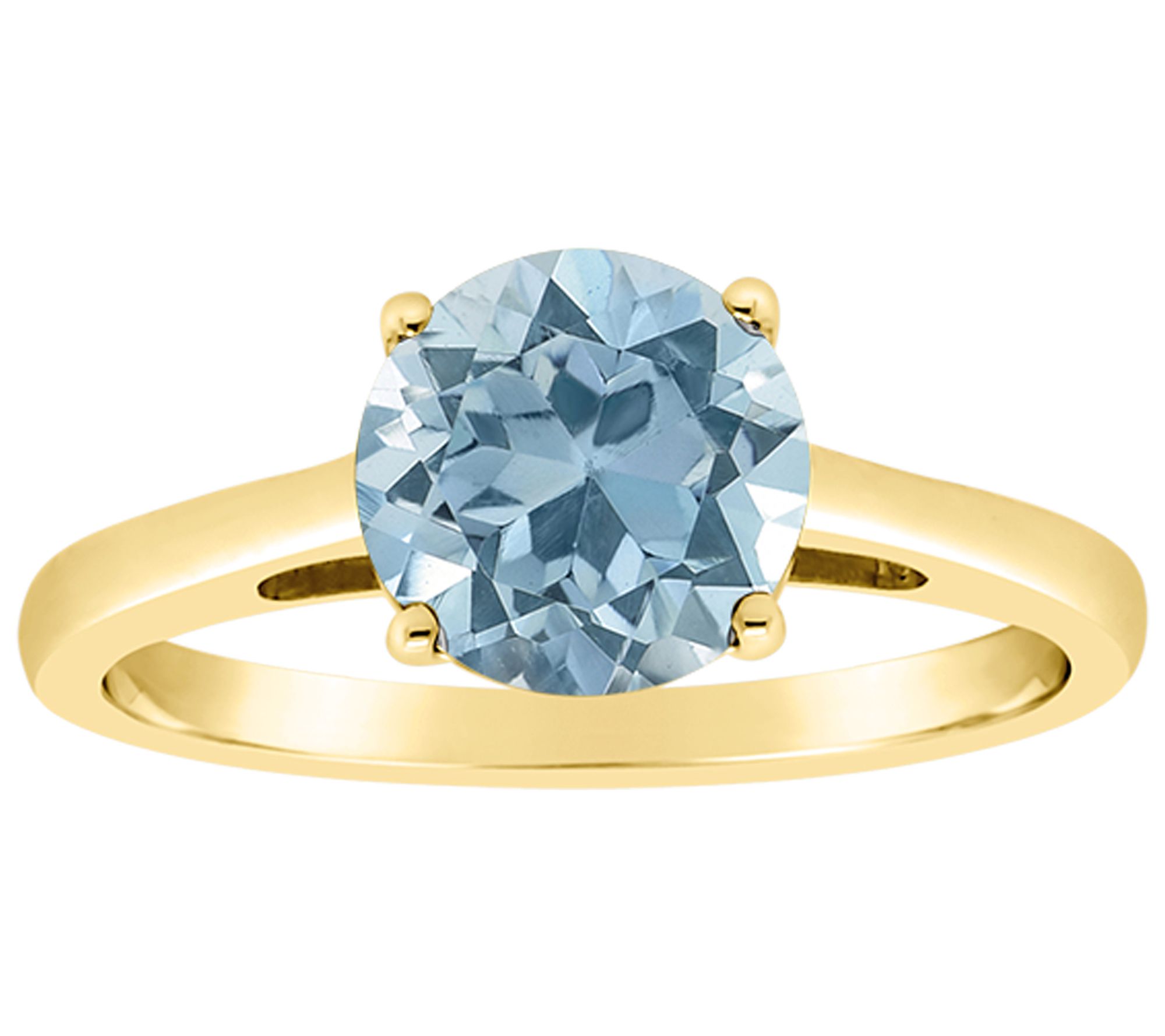 14K Gold 2.20 cttw Round Sky Blue Topaz Ring