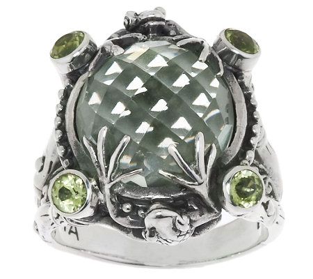Novica 6.50 ct tw Prasiolite & Peridot Frog Sterling Ring - QVC.com