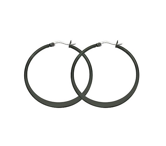 Steel by Design Black-Plated Hoop Earrings