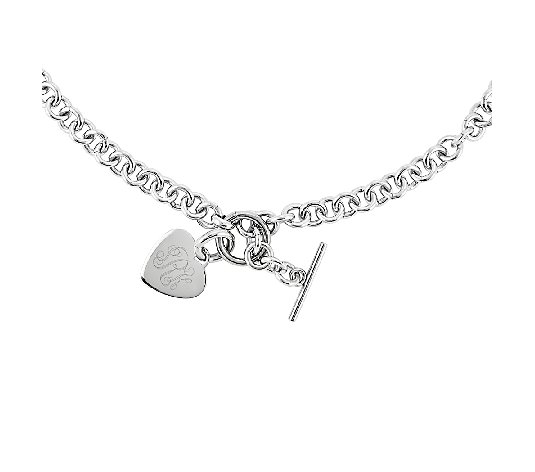 Steel by Design 18" Engravable Heart Charm Rolo Link Necklace
