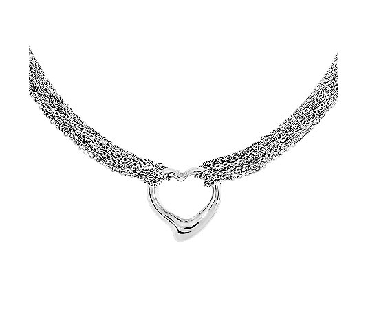 Stainless Steel Multi-Strand Polished Heart Toggle Necklace
