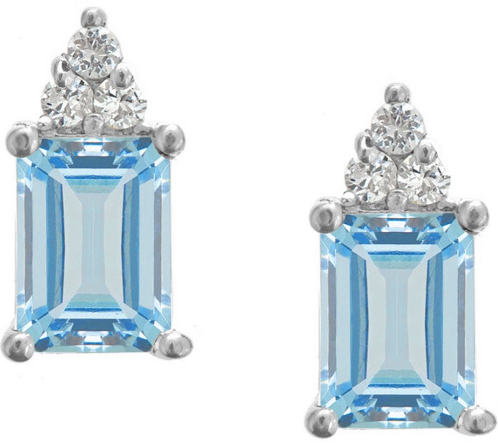 Premier Emerald-Cut Aquamarine & Diamond Earrings, 14K - QVC.com