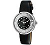 Peugeot Women's Silvertone Diamond Marker BlackLeather Watch