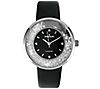 Peugeot Women's Silvertone Diamond Marker BlackLeather Watch, 2 of 3