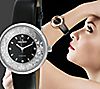 Peugeot Women's Silvertone Diamond Marker BlackLeather Watch, 3 of 3