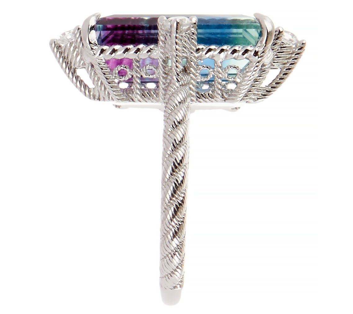Judith Ripka Sterling Silver Bicolor Flourite Ring - QVC.com