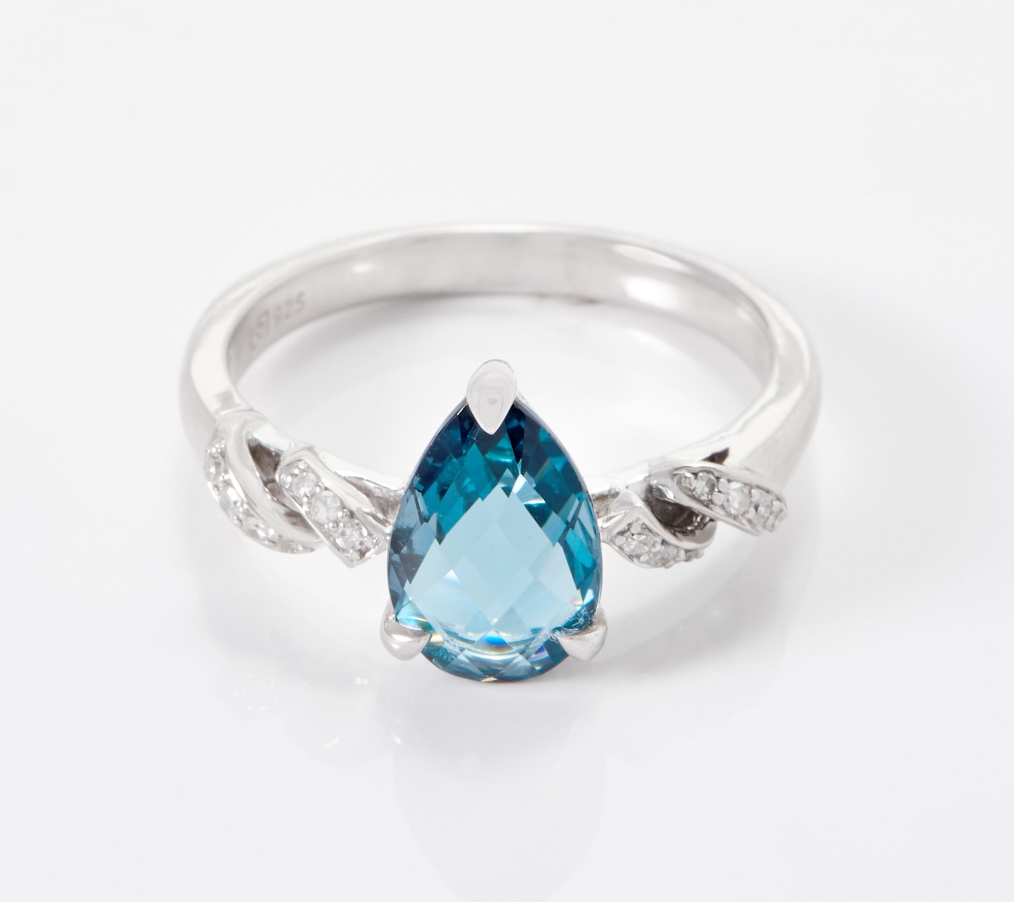 Jewels By Lux Sterling Silver w/14K Gold Blue Topaz Ring 