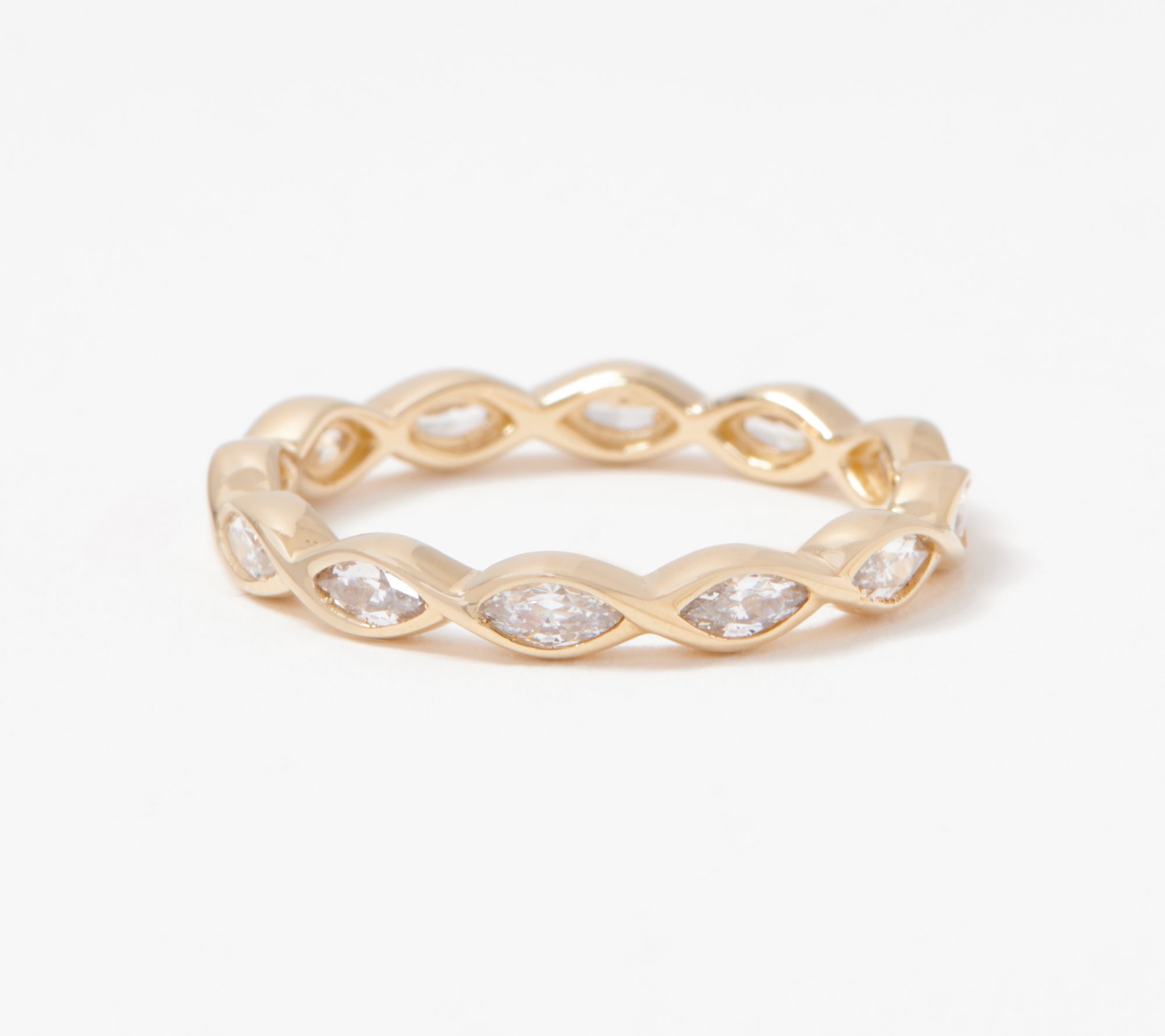 Diamonique Twisted Marquise Band Ring, Sterling Silver - QVC.com