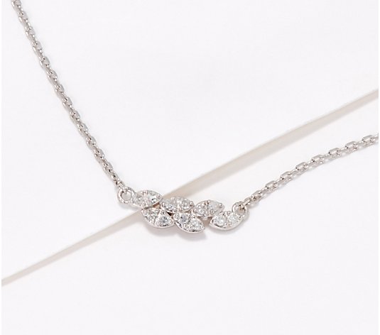 Accents by Affinity Sterling Silver Diamond Leaf Necklace