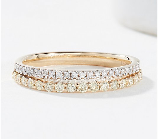 Ladies 14K  Gold Solid Round Clear CZ Two Lines Band Ring Size 4-10 