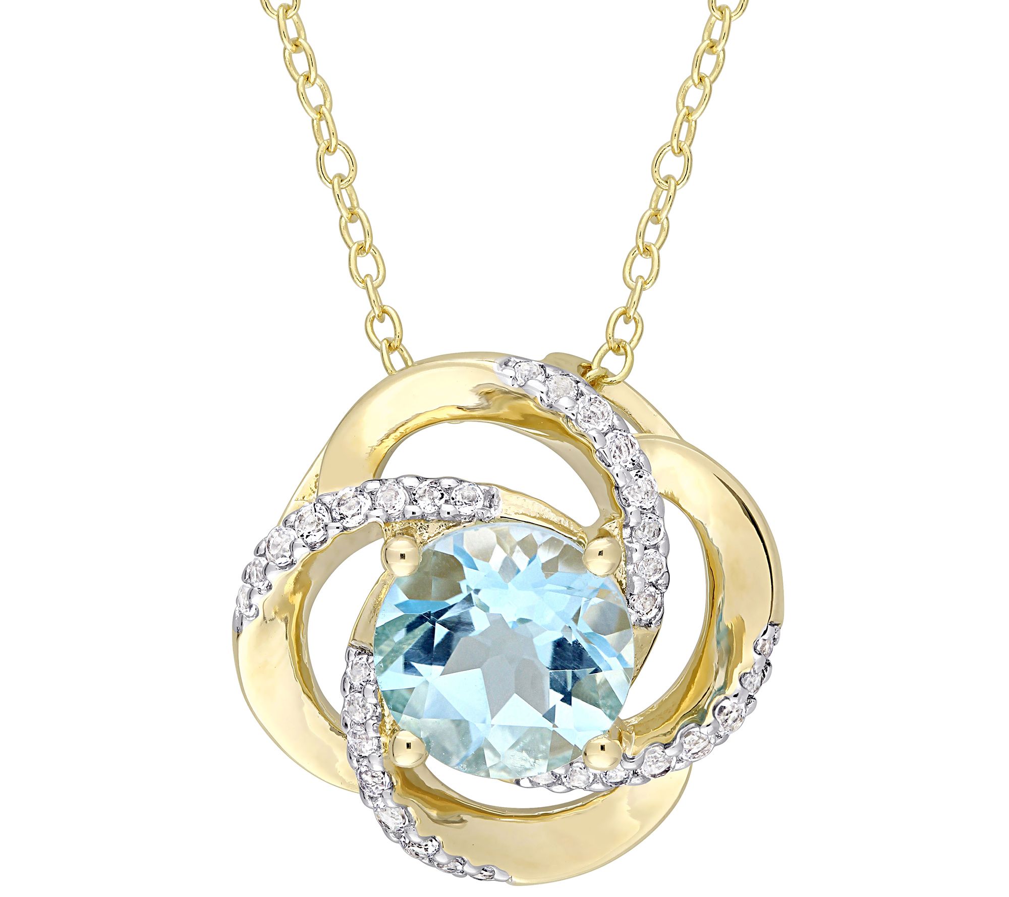 Sterling & 14K Gold 2.60-ct Blue & White TopazPendant w/Chain