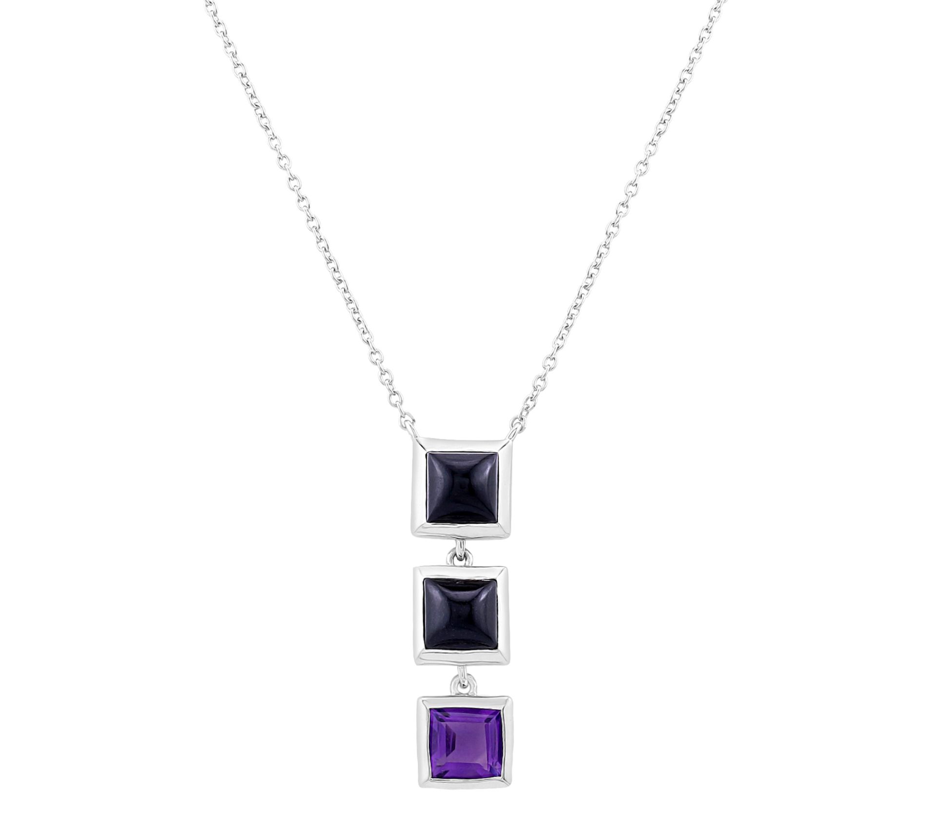 Generation Gems Sterling Silver Multi-Gemstone Drop Necklace