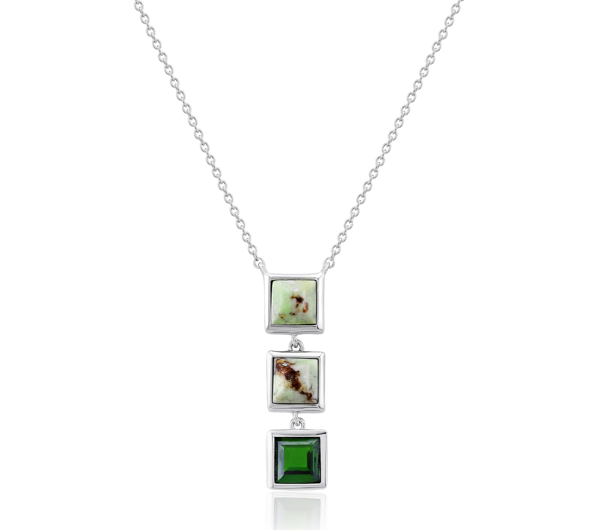 Generation Gems Sterling Silver Multi-Gemstone Drop Necklace