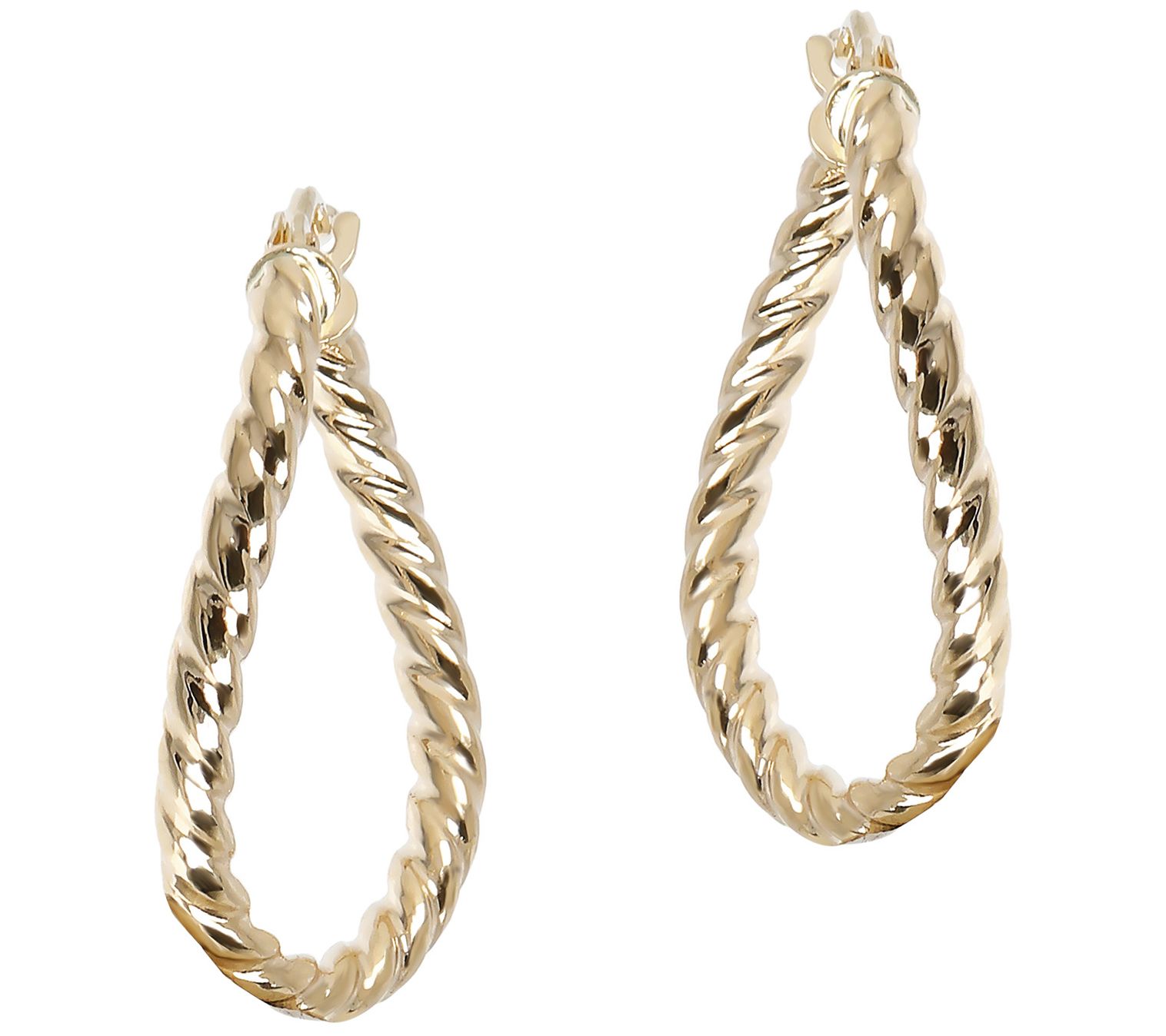 EternaGold 3/4" Twisted Wavy Oval Hoop Earrings , 14K Gold