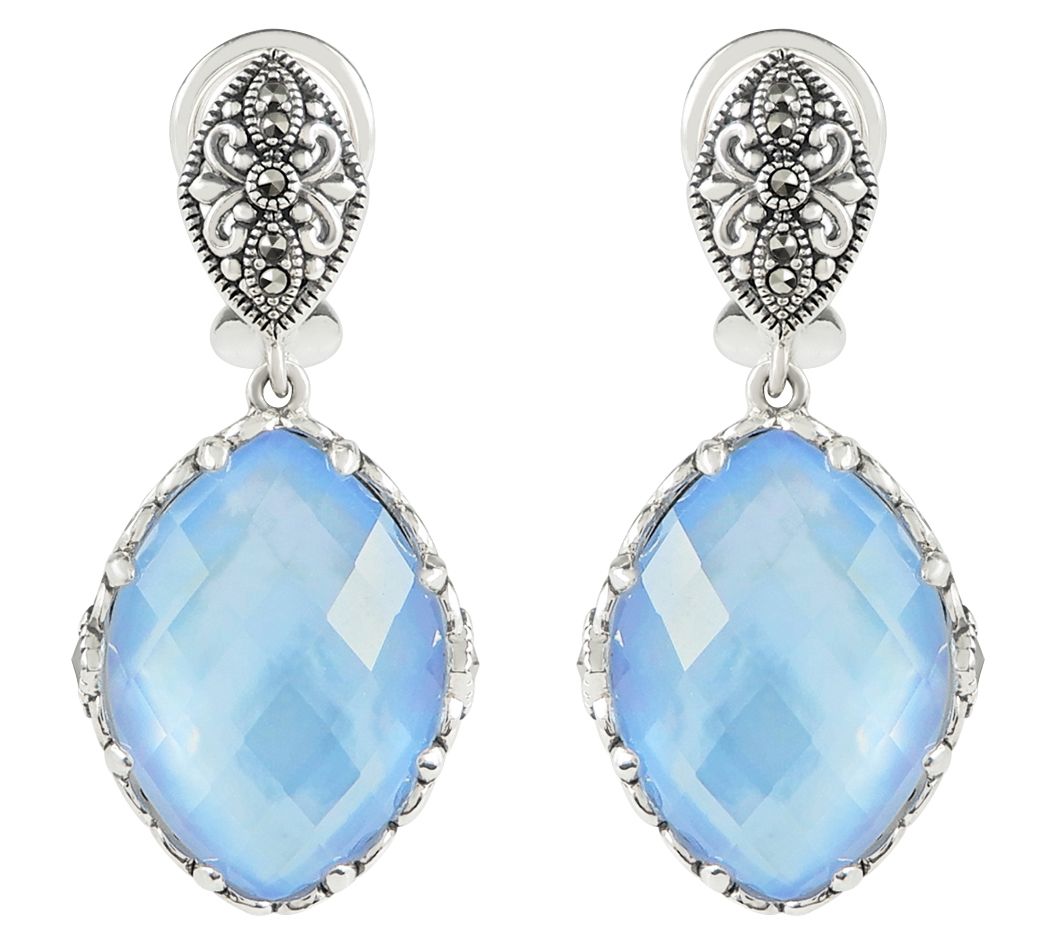 Suspicion Sterling Gemstone Doublet & MarcasiteEarrings