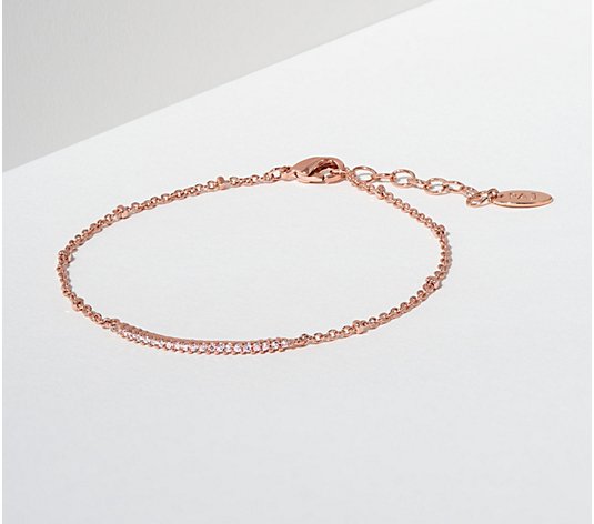 Diamonique Delicate Layering Bar Bracelet, 18KGold Clad
