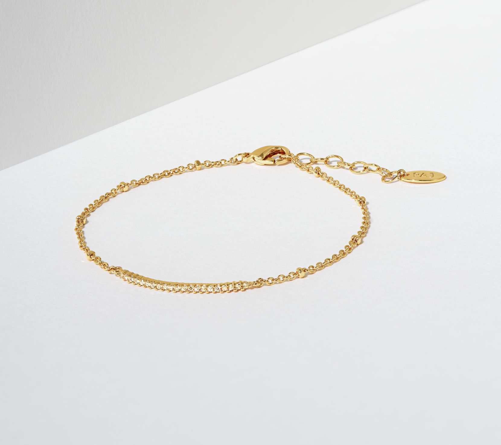 Diamonique Delicate Layering Bar Bracelet, 18K Gold Clad