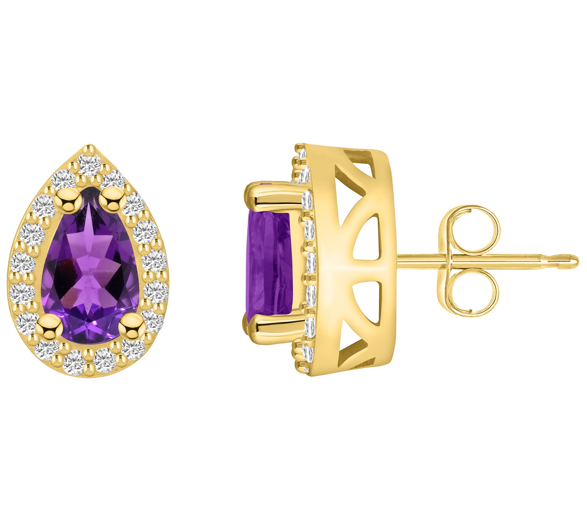 Affinity Gems Pear Gemstone & Diamond Earrings, 14K Gold