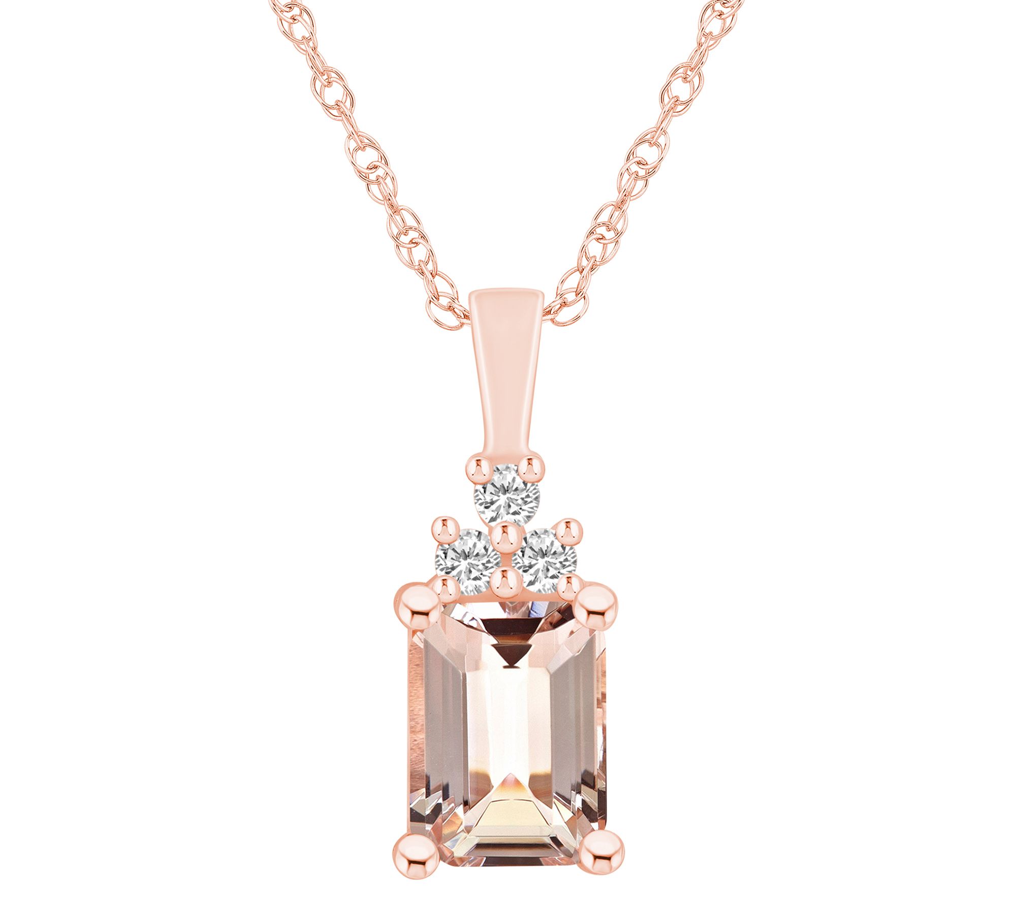 Affinity Gems Morganite & Diamond Accent Pendan t w/ Chain, 14