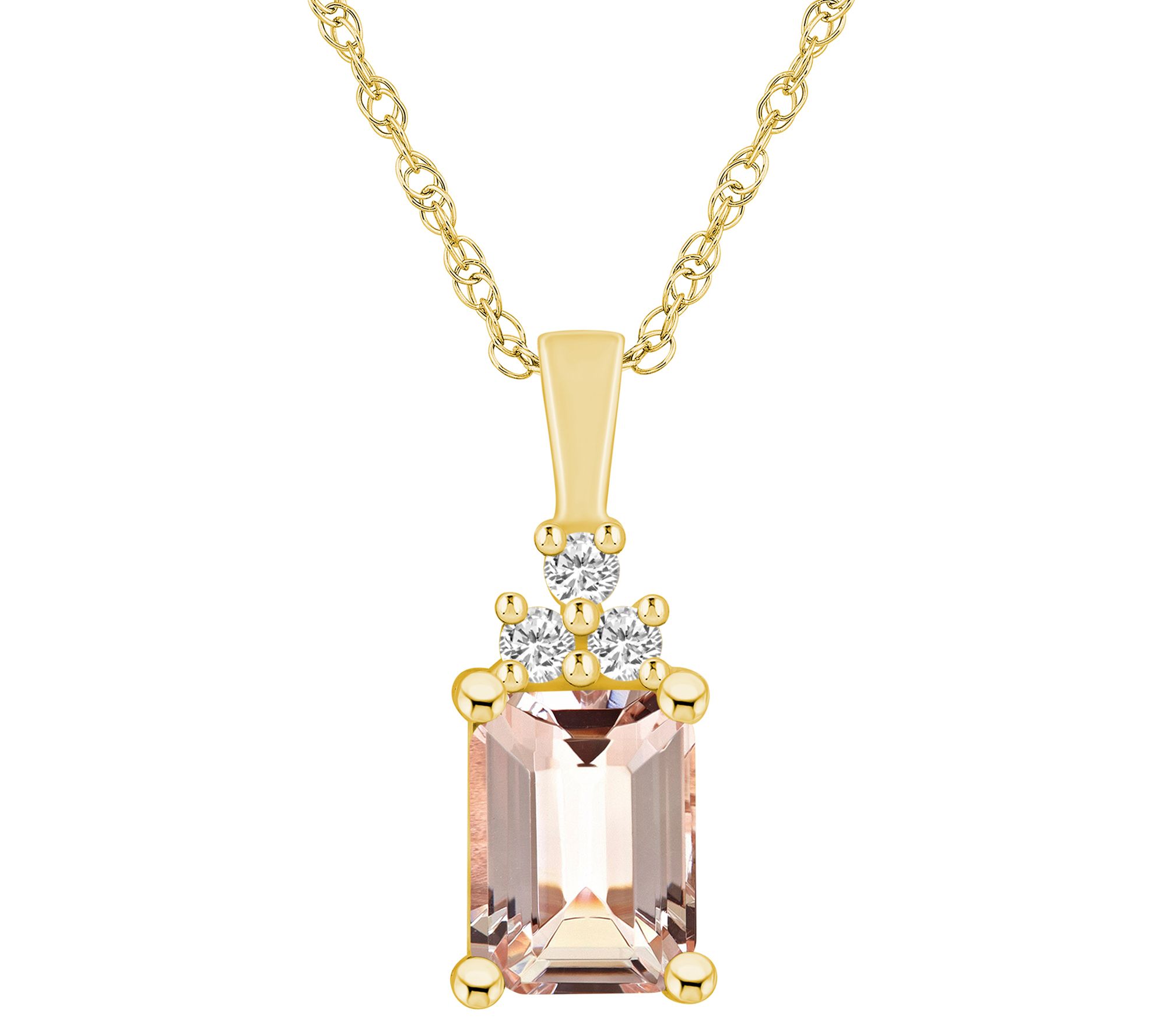 Affinity Gems Morganite & Diamond Accent Pendan t w/ Chain, 14