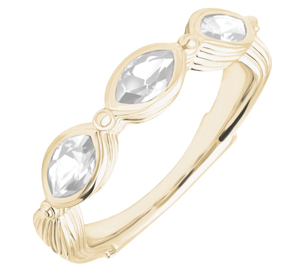 Ariva 14K Gold Clad Three Stone White Topaz Ring