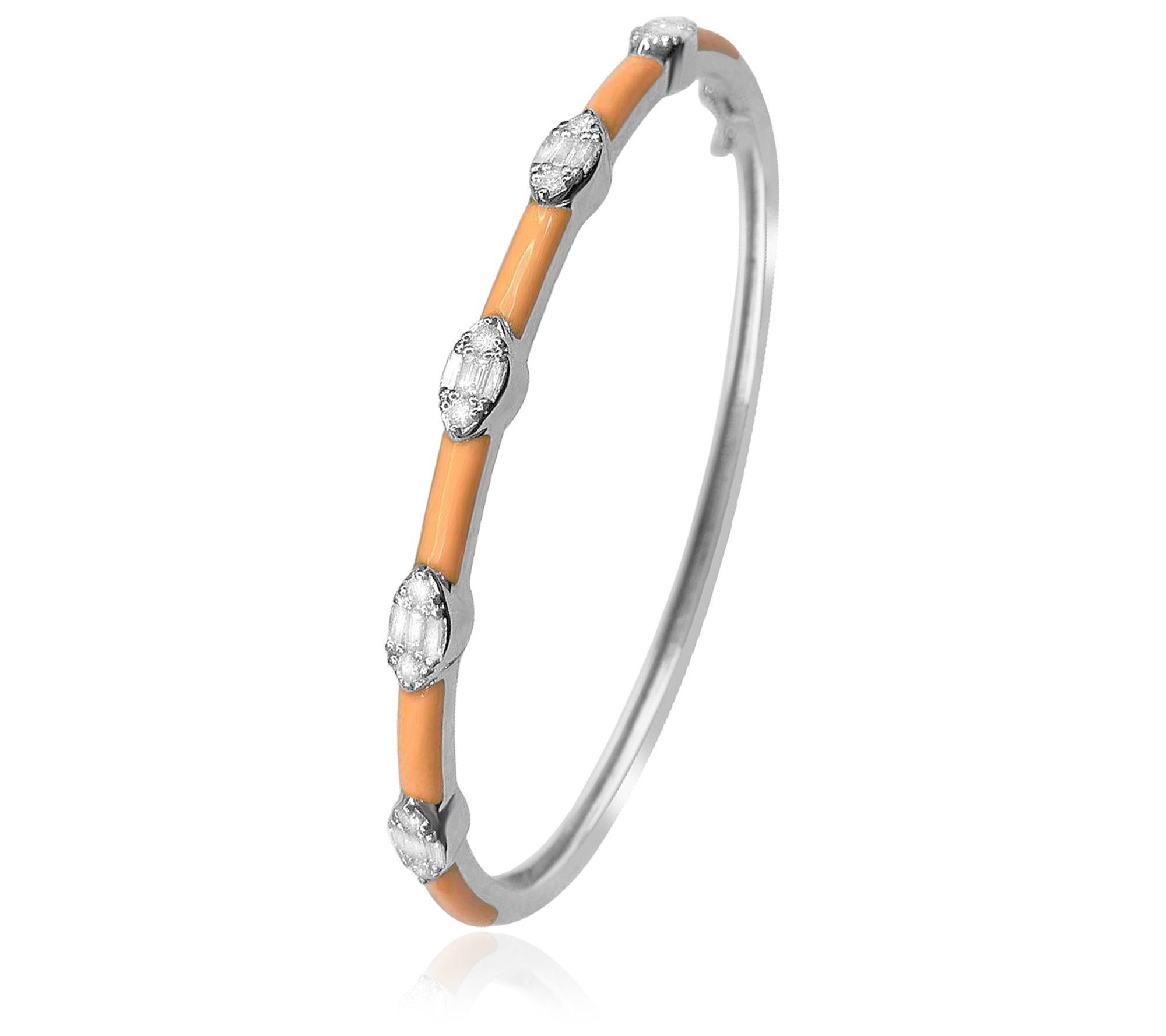 Affinity Diamonds Orange Enamel Bangle, Sterling Silver