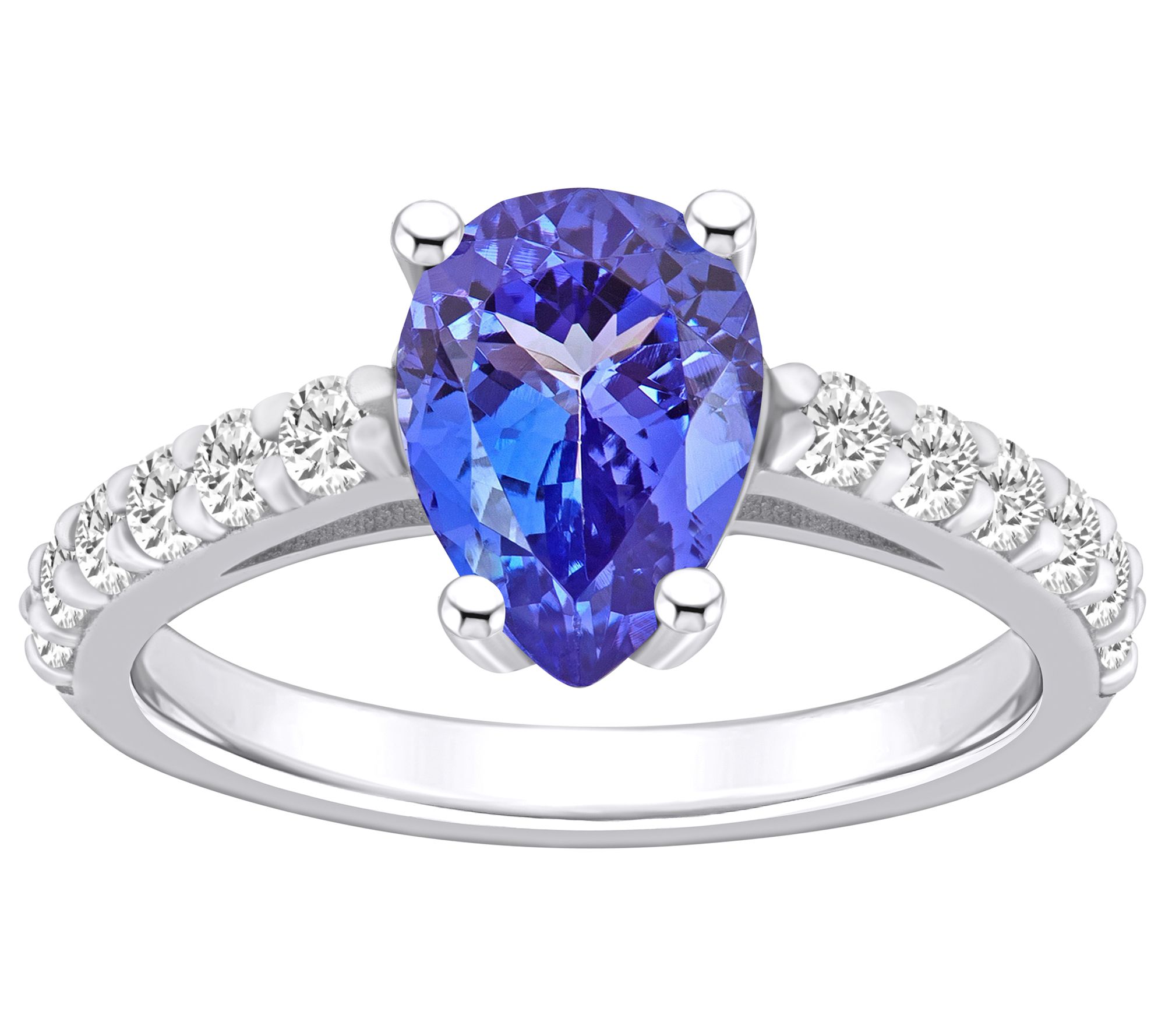 Affinity Gems Pear Cut Tanzanite & Diamond Ring, 14K Gold