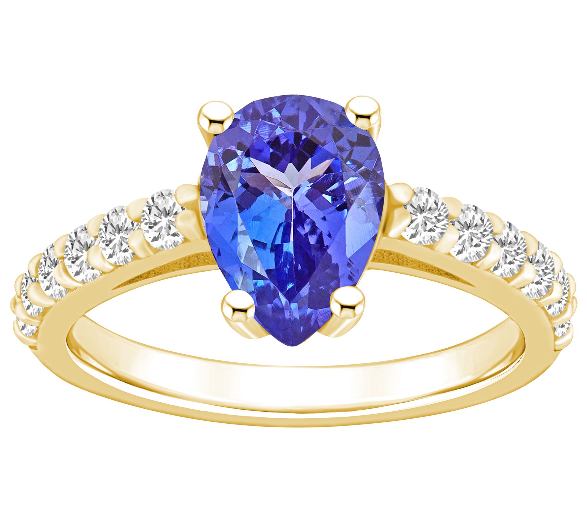 Affinity Gems Pear Cut Tanzanite & Diamond Ring, 14K Gold