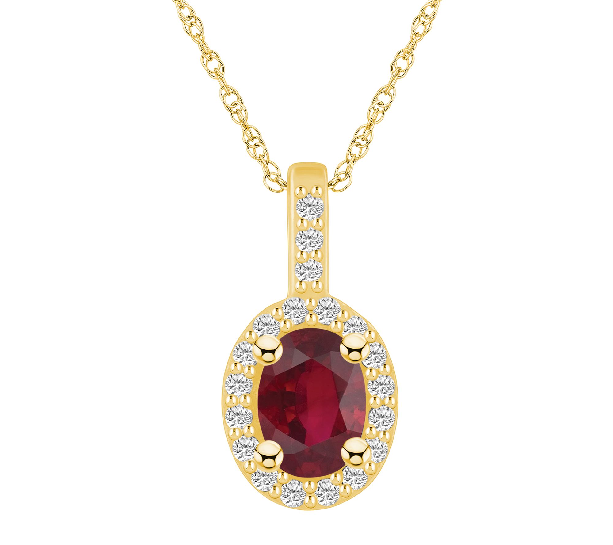Affinity Gems Oval Gemstone & Diamond Pendant w/ Chain, 14K