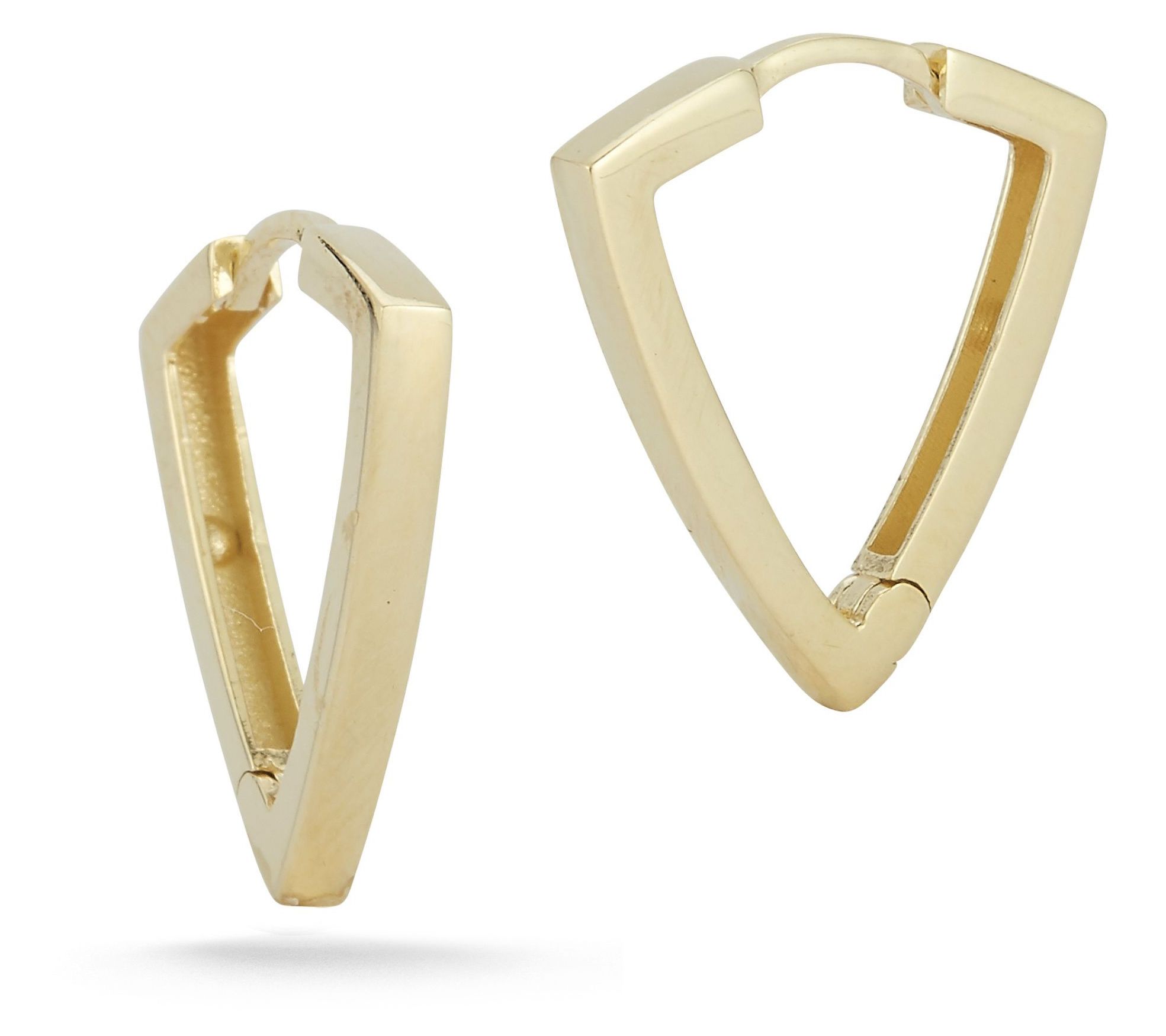 Luminosa Gold Curved Triangle Huggie Hoop Earri ngs, 14K