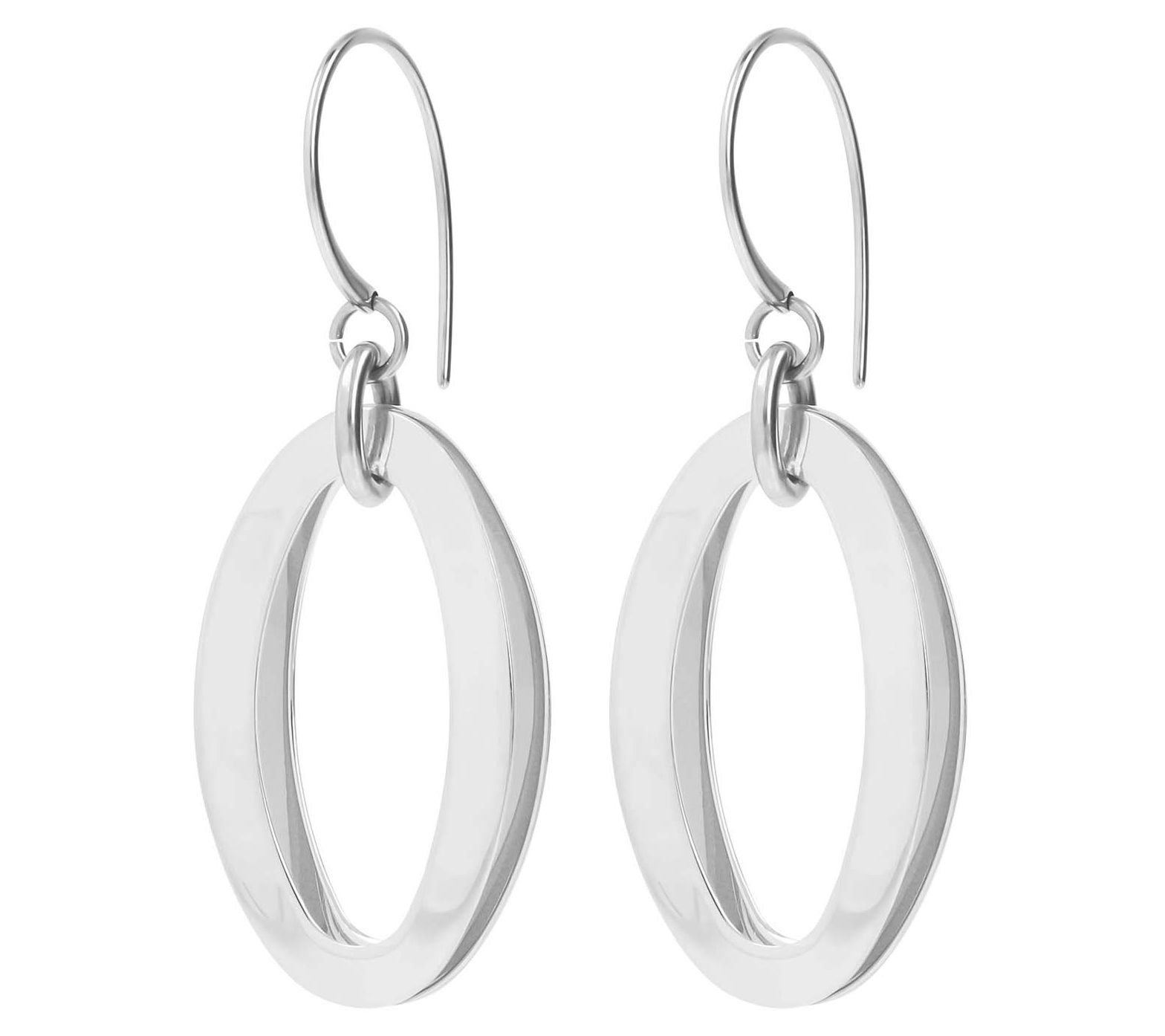 Steel by Design Oval Dangle Earrings - QVC.com