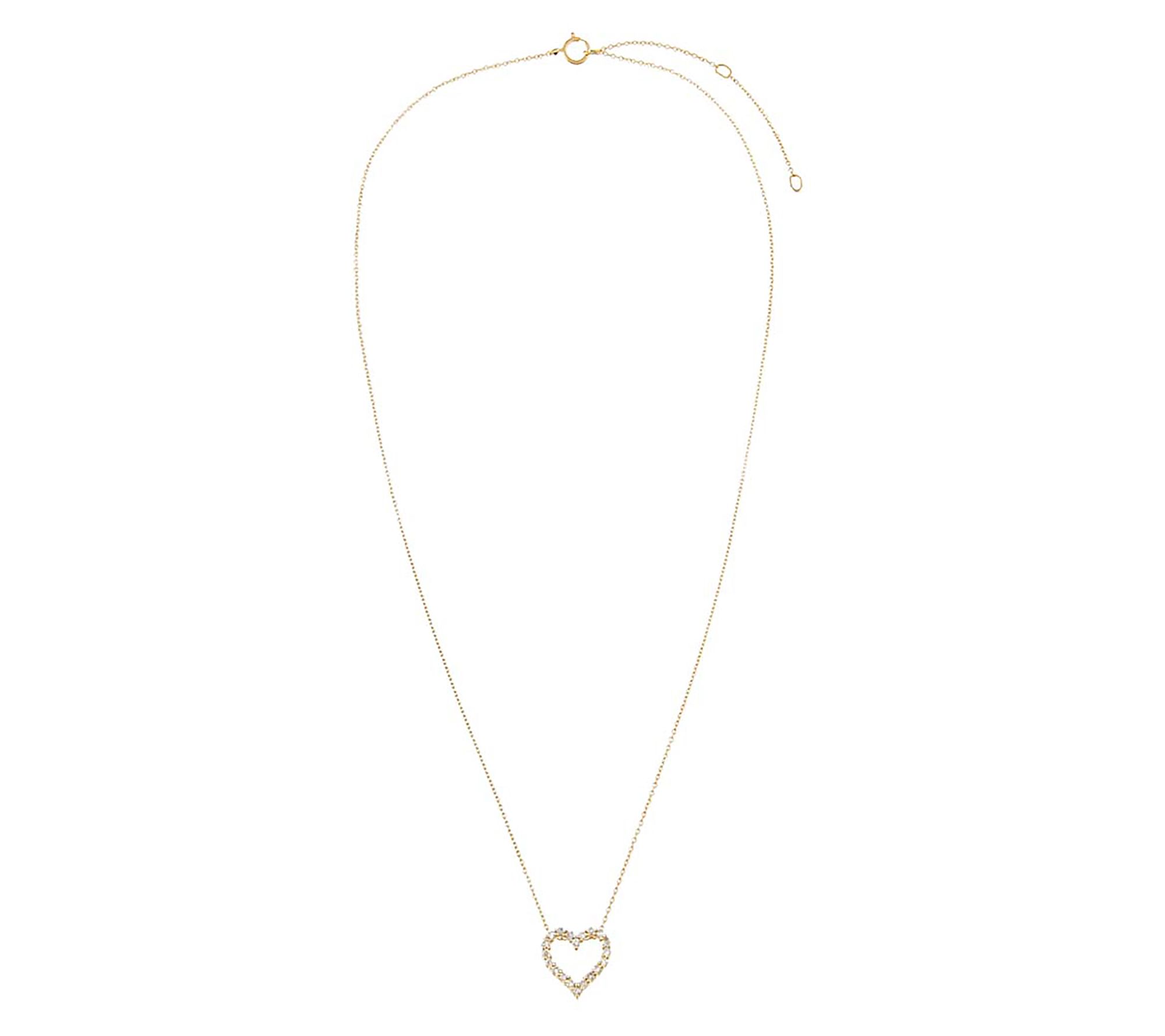 By Adina Eden 14K Gold 5.00 cttw Diamond Heart Necklace - QVC.com