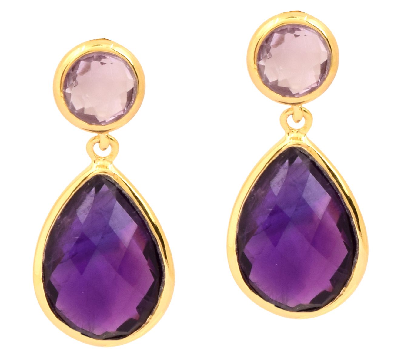 Affinity Gems Amethyst & Rose De France Earrings, 14K Plated