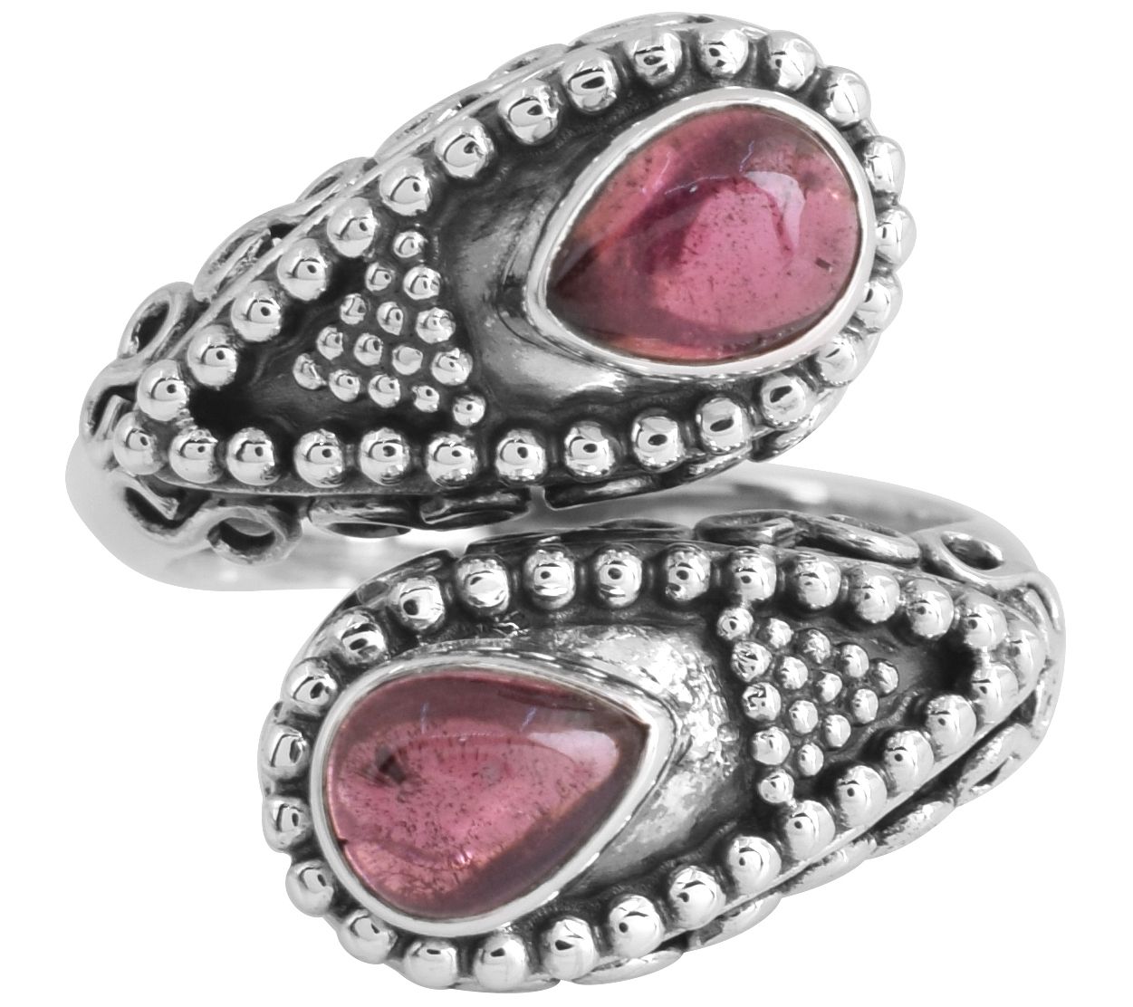 Artisan Crafted Sterling Silver Pink TourmalineBypass Ring