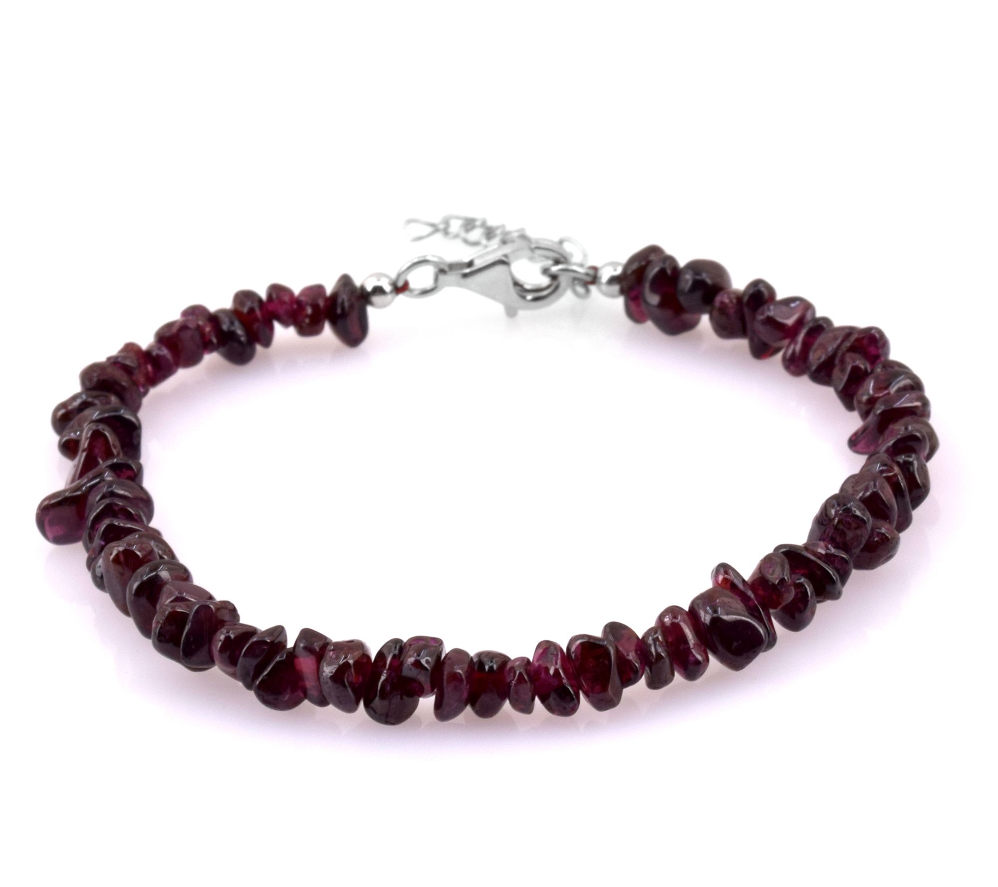 Sterling Silver Uncut Multi-Gemstone Beaded Bracelet