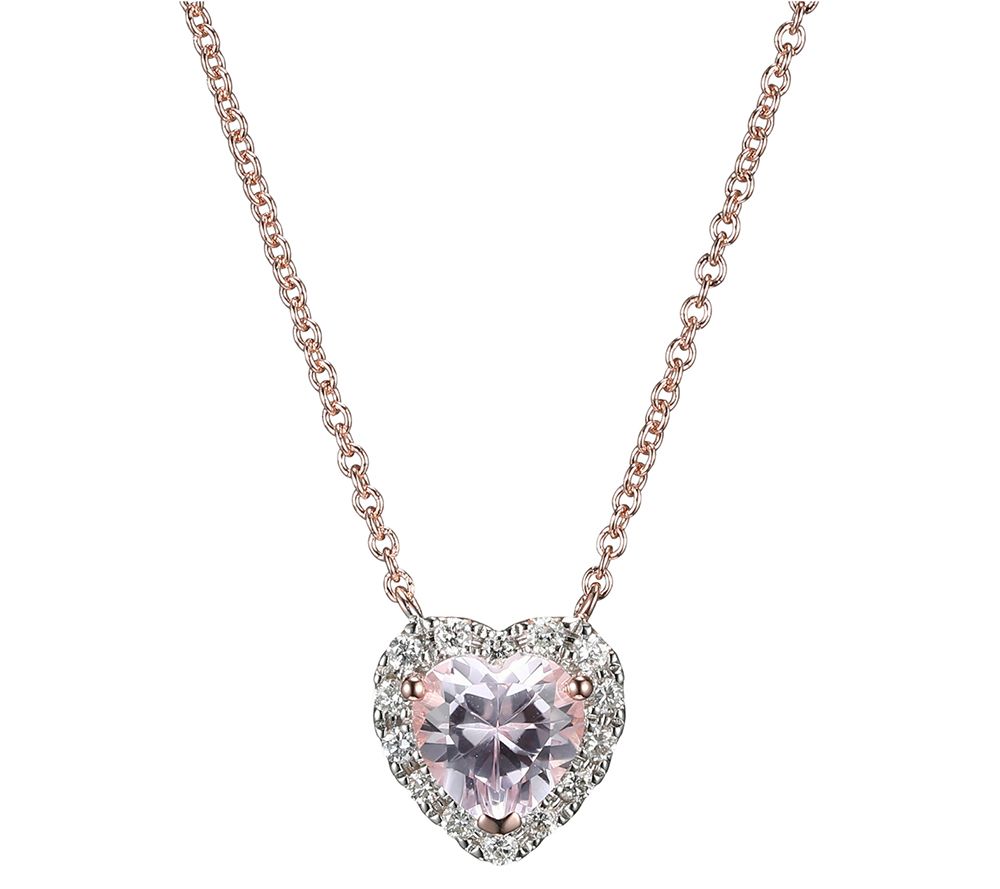 LuxLab Created Pink Sapphire & Diamond Necklace , 14K Plated