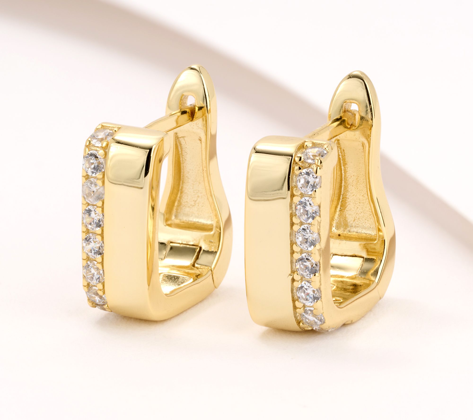 Diamonique Choice of Plating Curvy Huggie Hoops, Sterling Silver