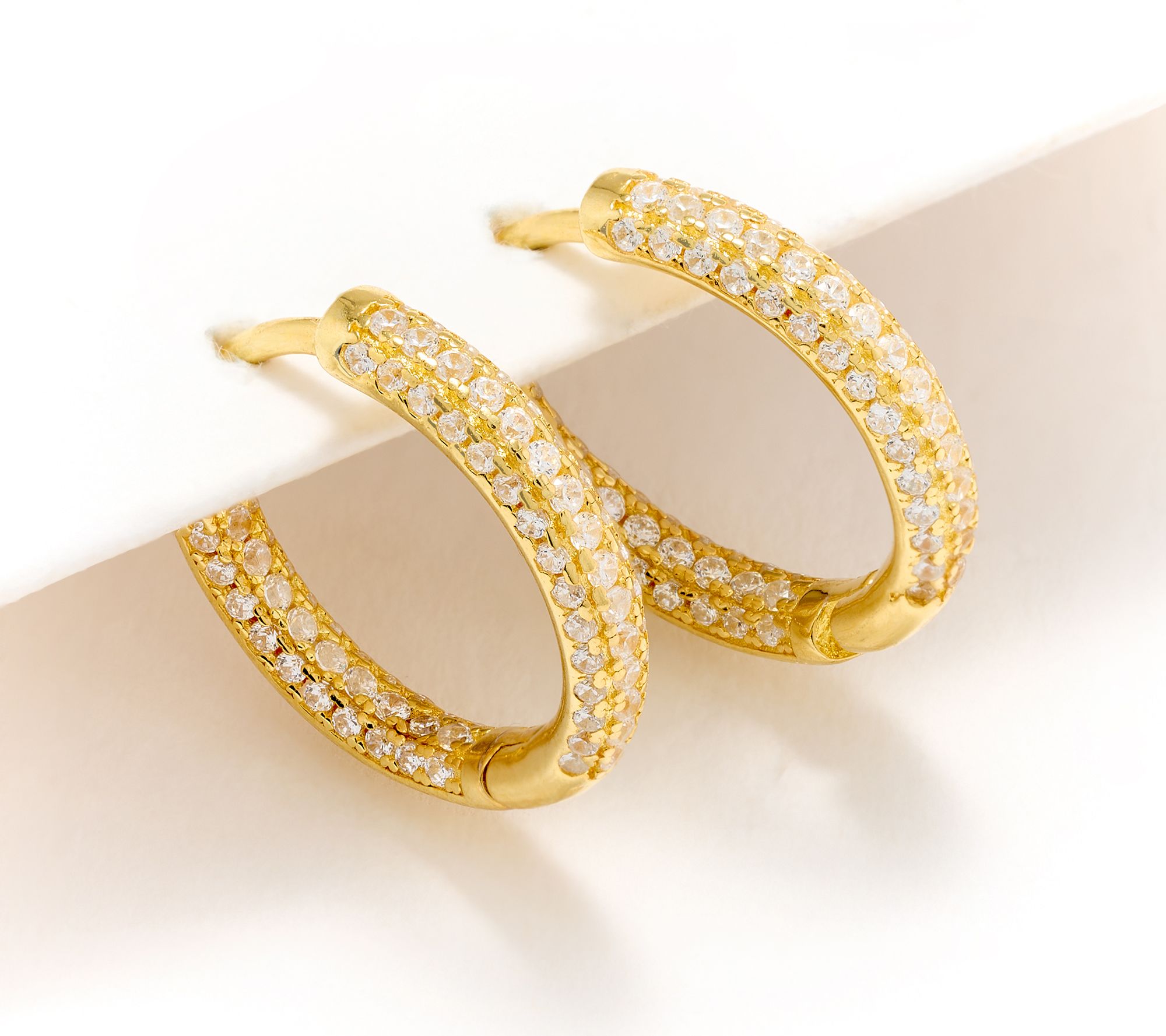 Diamonique Classics Inside-Out Pave Hoops, Sterling Silver