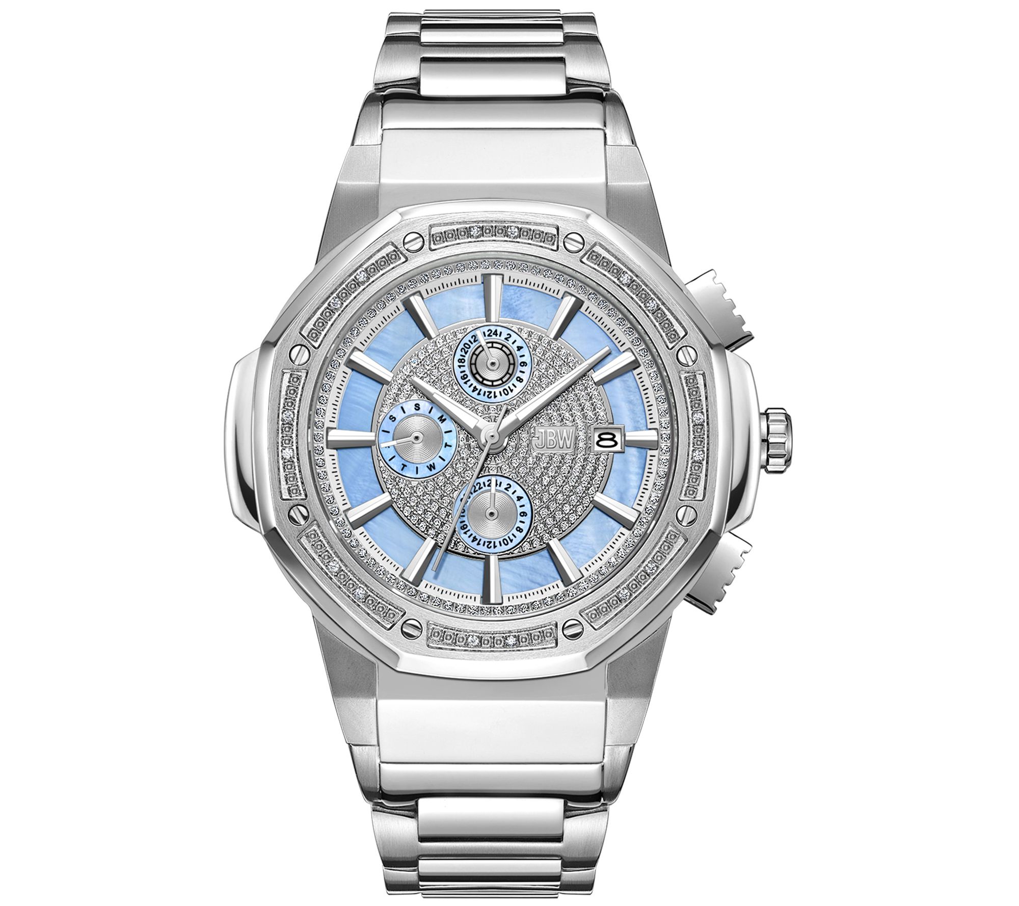 JBW Men's Saxon Stainless Steel Diamond & Cryst al Watch